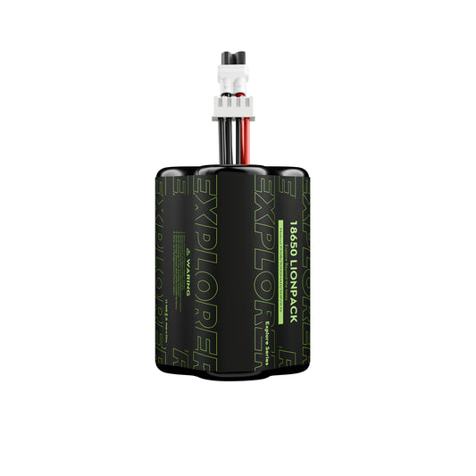 Flywoo Explorer Series 18650 Li-ion battery pack in black wrap with balance lead and connector