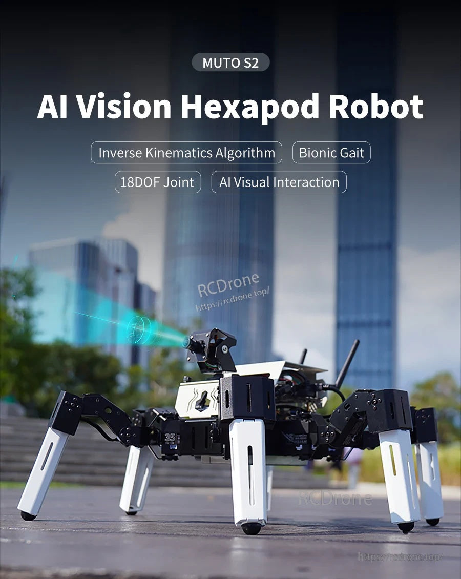 Yahboom Muto S2 18DOF AI Vision Hexapod Robot with 2DOF camera gimbal and aluminum alloy legs