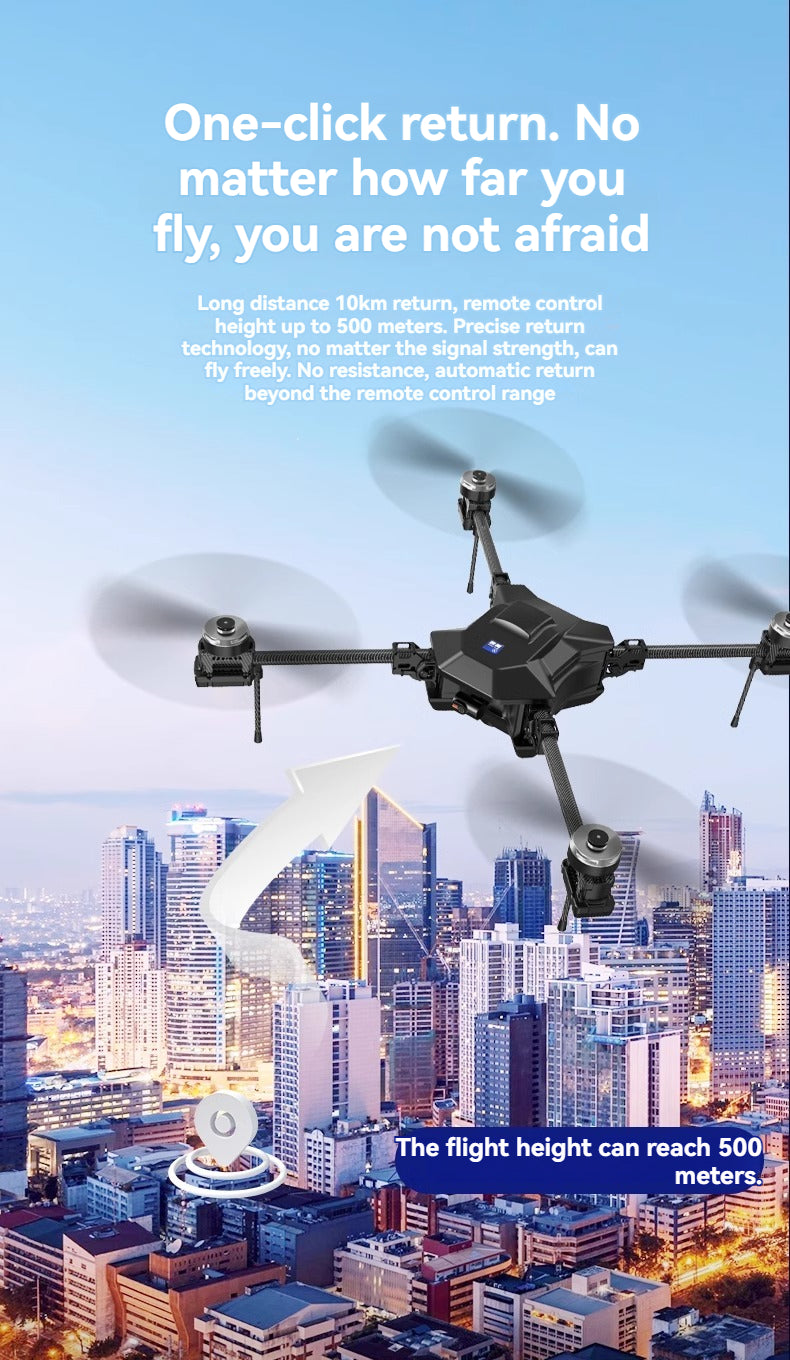 RCDrone, remote control heighi up to 500 meters; Precise return technology no matter