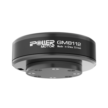 iFlight GM8112-80T Brushless Gimbal Motor, Black GM8112 brushless gimbal motor with iPower branding and round mounting base with bolt holes