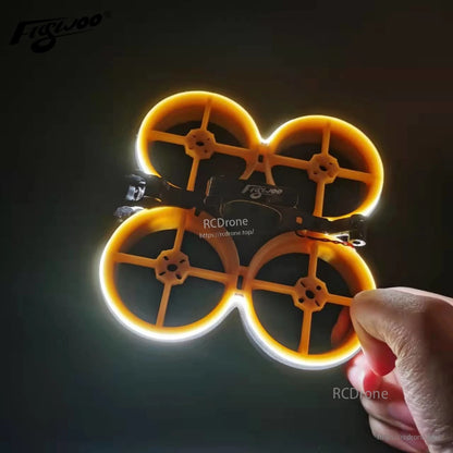 1PC DC12V Neon LED Strip Light, Ducted quadcopter frame with bright white and amber LED ring lights around four circular prop guards