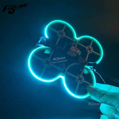 1PC DC12V Neon LED Strip Light, Blue neon-style LED strip light outlining a small quadcopter drone frame with smooth continuous glow