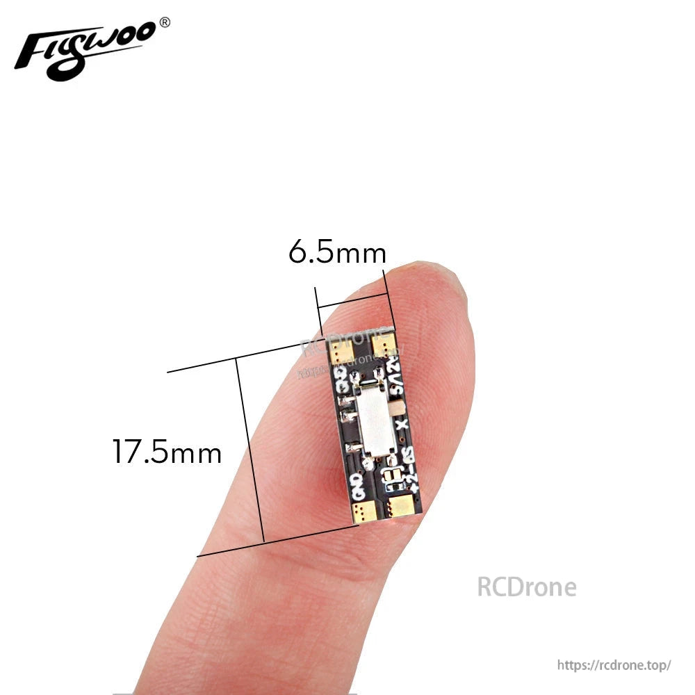 1PC DC12V Neon LED Strip Light, Compact 6.5 x 17.5 mm PCB module with USB connector, shown on a fingertip for size reference
