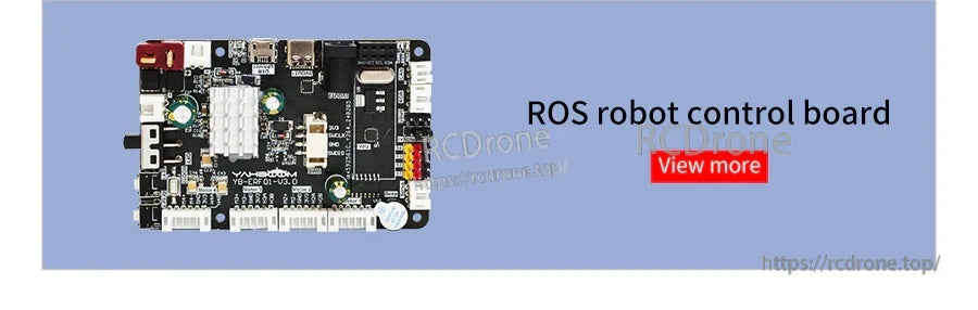 ROS robot control board PCB with multiple connectors, USB ports, and pin headers on a black circuit board