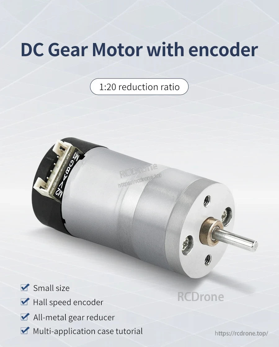 Yahboom MD310Z20 7.4V DC Gear Motor with encoder, metal gearbox and 3mm D‑shaft output