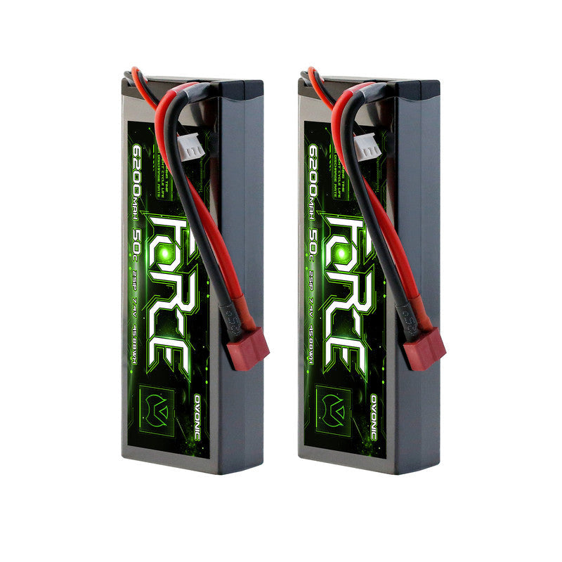2-Pack Ovonic Force 2S 6200mAh 50C 7.4V Hardcase LiPo Battery w/Deans Plug