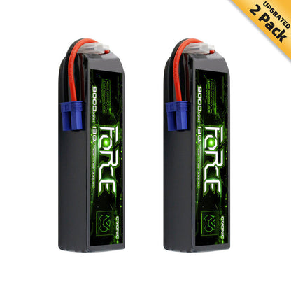 2-pack Ovonic Force 4S 9000mAh 14.8V LiPo batteries with EC5 plug, side-by-side
