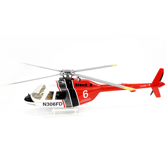 Flywing Bell‑206 V4 RC Helicopter, Flywing Bell-206 V4 RC helicopter, model N306FD, styled after Los Angeles Fire Department, 75 cm, with 18-minute flight time.