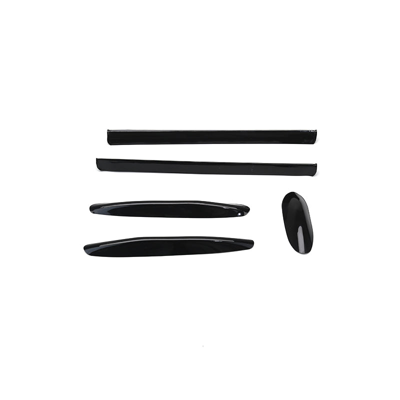 Set of black plastic fairings/covers and long strips for fixed wing airframe