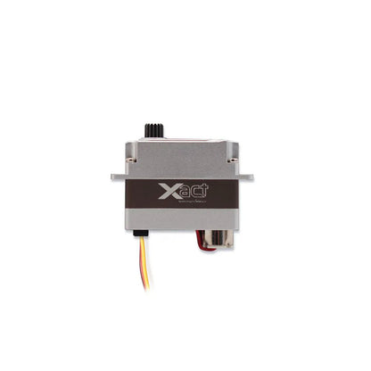 FrSky Xact 5600 Series coreless HV servo, side profile with Xact logo and lead wire