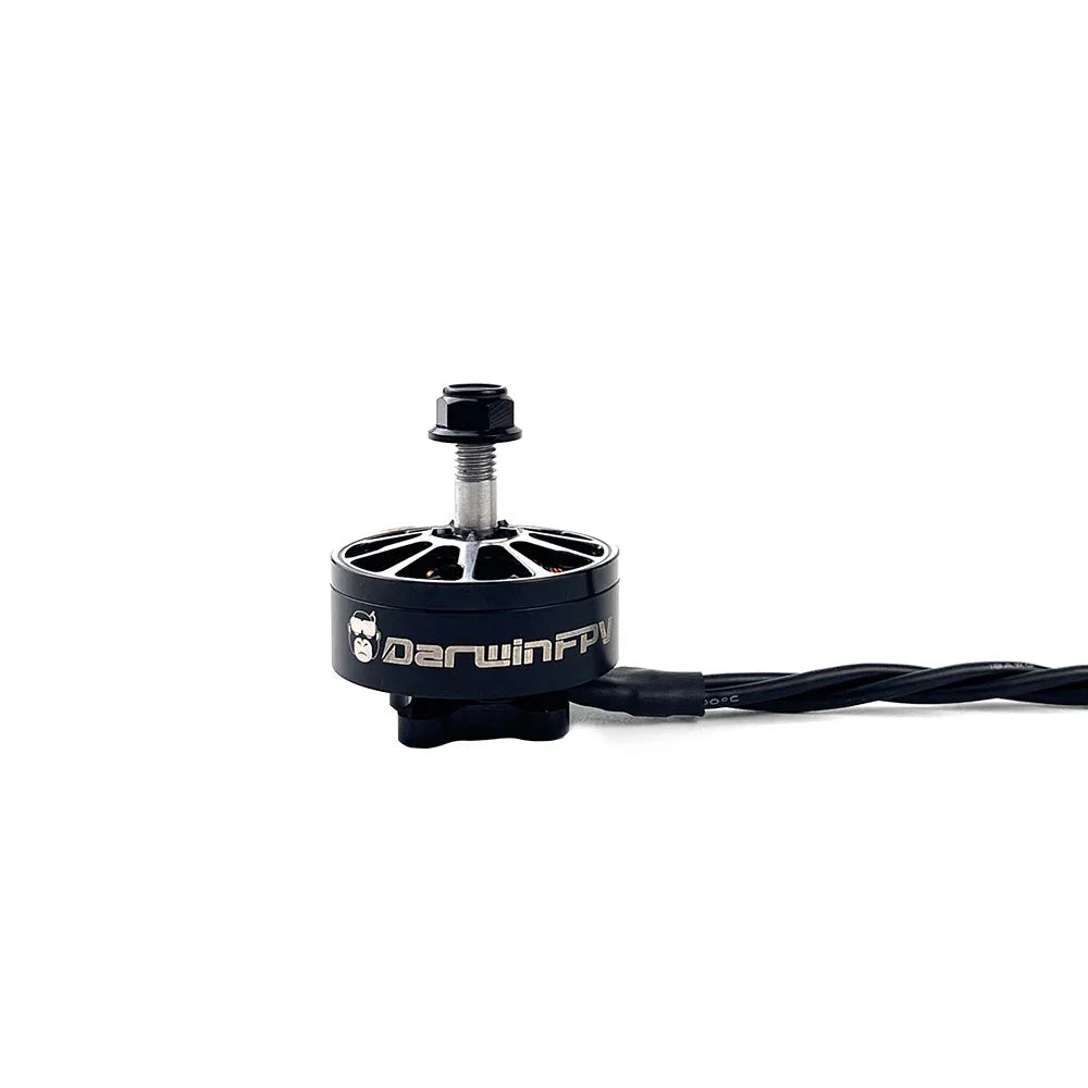 DarwinFPV 2807 1300KV brushless motor side view with shaft nut and lead wires