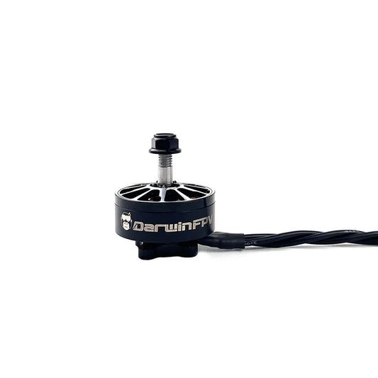 DarwinFPV 2807 1300KV brushless motor side view with shaft nut and lead wires