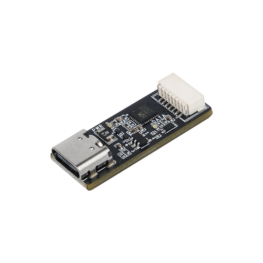 HDZero VTX Programmer board with USB-C port and white pin connector, angled top view