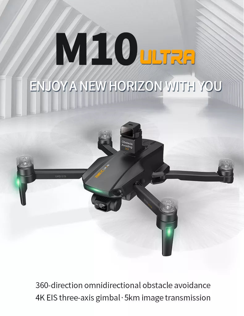 M10 Ultra Drone 4K HD Profesional GPS 3-Axis EIS Wifi Quadcopter 5KM Distance 800M Brushless Professional Camera Drone 7 M10 Ultra Drone, UHo E1S 360-direction omnidirectional obstacle avoidance 4K EIS