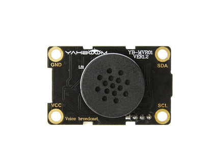 Yahboom XFS5152CE I2C speech synthesis broadcast module, top view with onboard speaker and SDA/SCL pins