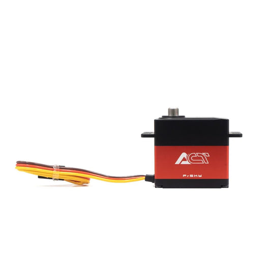 FrSky Act 5400 Series high-voltage coreless servo, side profile with lead wire and mounting tabs