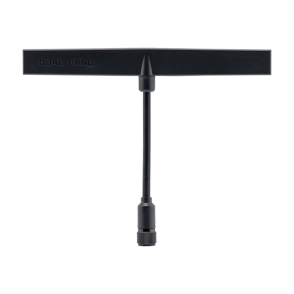 RadioMaster dual band 2.4GHz/900MHz RP-SMA T antenna, front view with vertical stalk