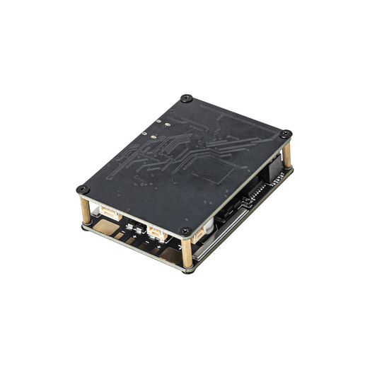 OddityRC VESC motor controller in stacked enclosure with black top plate, angled view