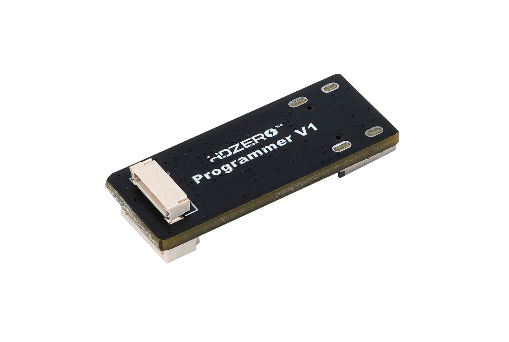 Rear view of HDZero Programmer V1 PCB with printed label and mounting pads