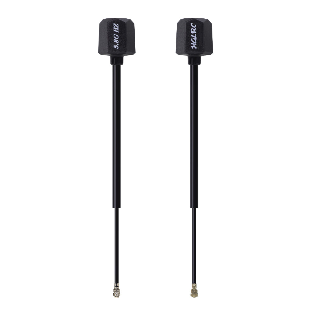 HGLRC Mini Hammer Antenna pair, black FPV antennas with long coax leads and small connectors