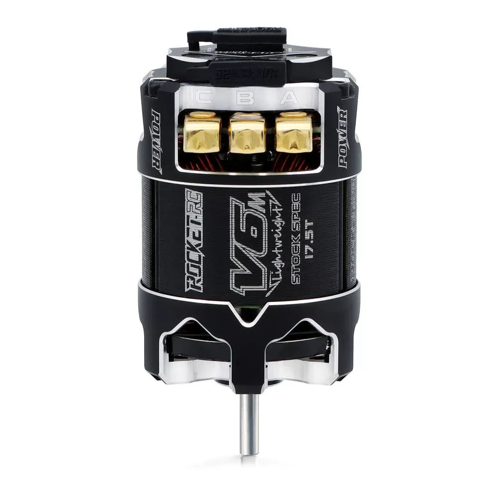Rocket-RC 540 V6-M sensored brushless motor front view with A, B and C phase terminals