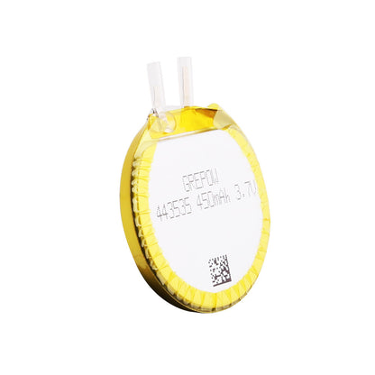 Grepow 4435035 3.7V 450mAh LiPo Battery, Grepow 4435035 round 3.7V 450mAh LiPo battery cell with two solder tabs and printed label