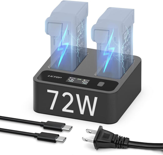 LKTOP 72W Two-Way Battery Charging Hub for DJI Mini 4 Pro/Mini 3 Series with LED Display, APP Control, 3 Modes