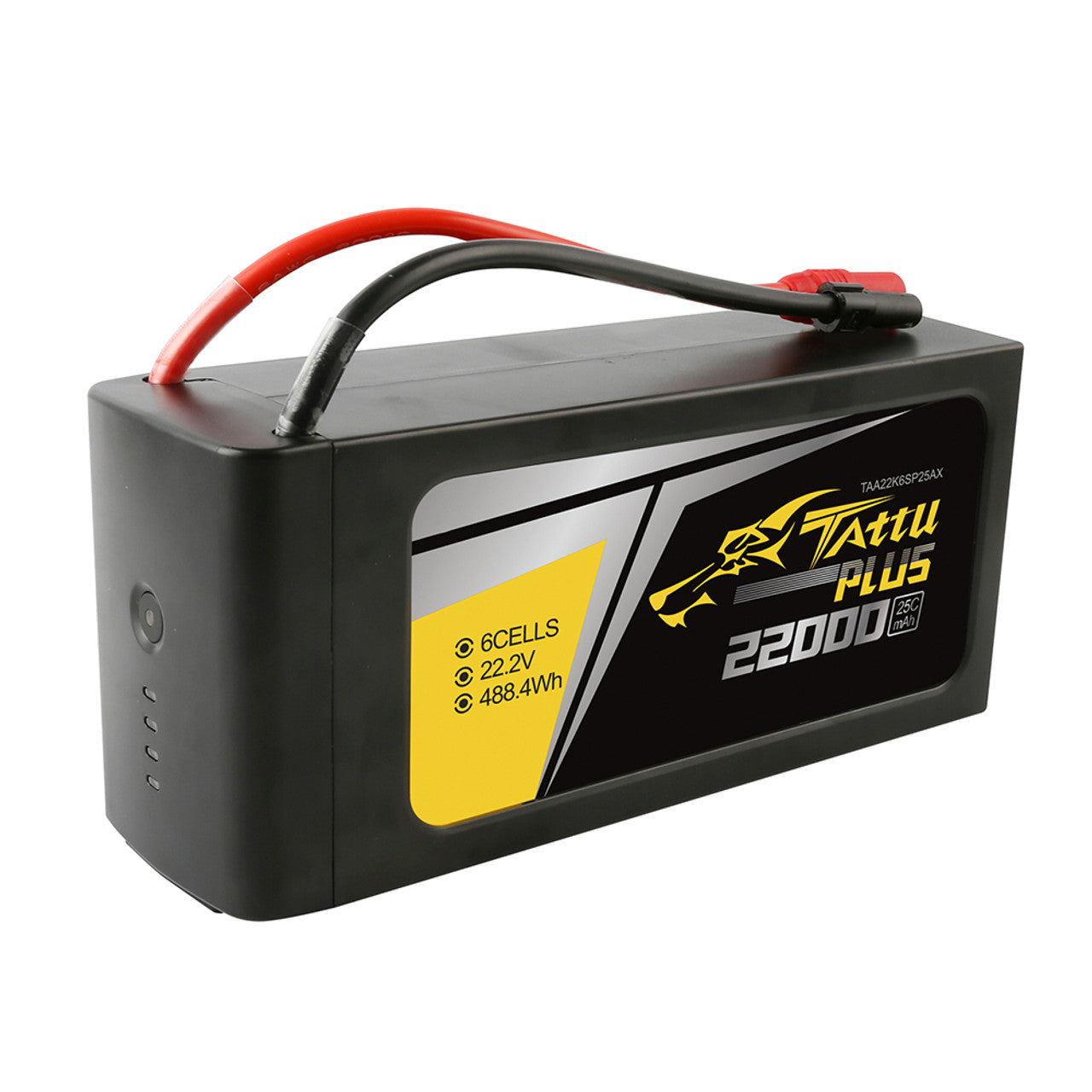 Tattu Plus 6s LiPo battery pack, 22000mAh capacity, 25C discharge rate.