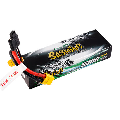 Gens ace 5200mAh 2S 7.4V 35C LiPo Battery, Gens ace Bashing 5200mAh 2S 7.4V 35C LiPo battery pack with main discharge lead and balance connector