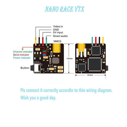 AKK Nano Race VTX, MANO RAGE VTX Video in GND 5V Inpul Smart audio MMC