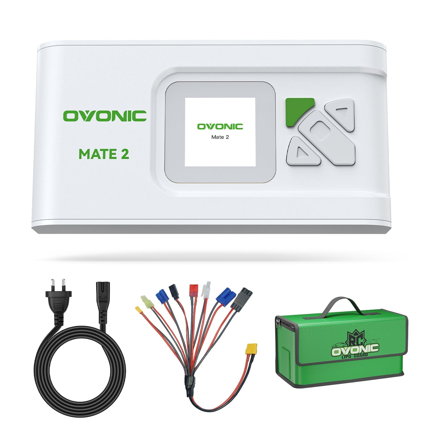 OVONIC Mate2 200W 12A Smart LiPo Balance Charger with LiPo Safe Bag White