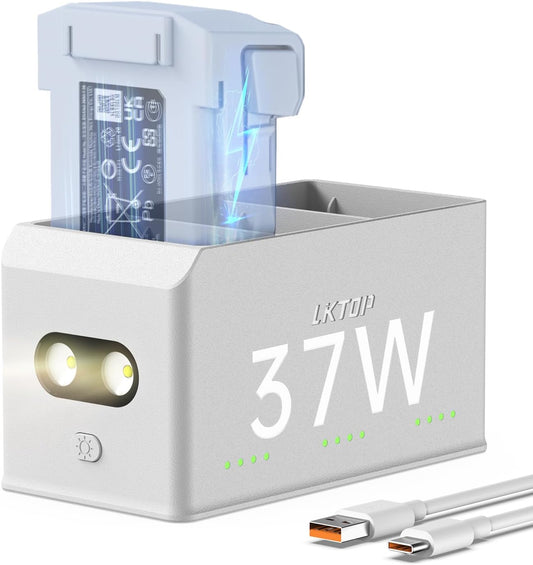 LKTOP 37W Mini 4 Pro/Mini 3 Series Battery Charging Hub, USB-C In/USB-A Out, LED/Alarm, 60% Storage Mode