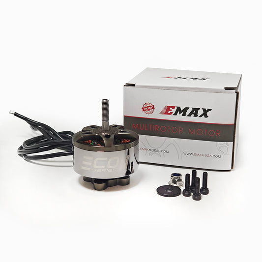EMAX ECOII 4215 brushless motor with lead wires, EMAX box, mounting screws, washer and lock nut