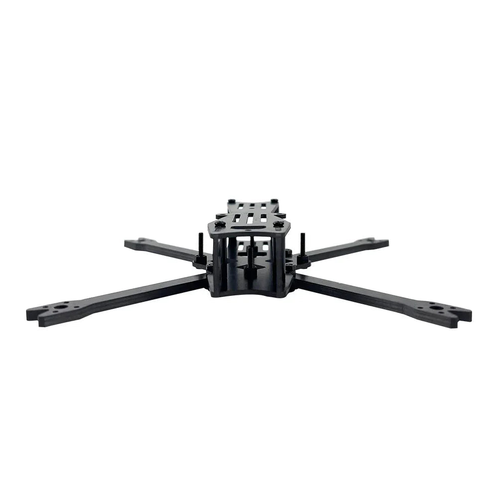 BabyApe V2 FPV drone frame low-angle view showing standoffs, top plate and arm layout