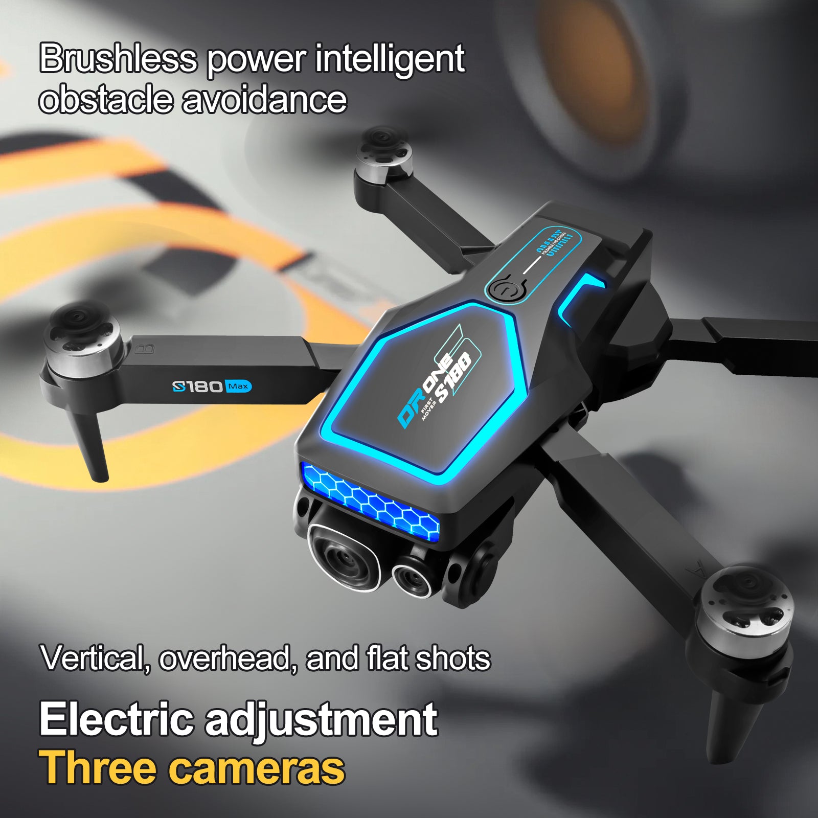 S180 Drone, High-tech drone with advanced features like brushless power and obstacle avoidance for precision aerial photography.