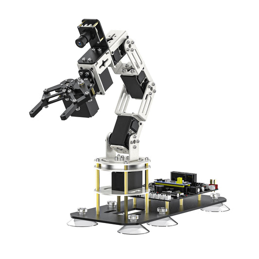 Yahboom DOFBOT SE 6DOF robotic arm kit with camera and gripper on suction-cup base and control board