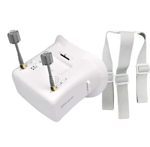 DarwinFPV 4.3 Inch FPV Goggle with dual antennas and adjustable head strap, white headset set