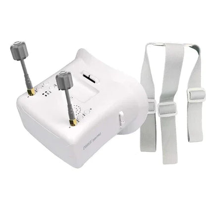 DarwinFPV 4.3 Inch FPV Goggle with dual antennas and adjustable head strap, white headset set