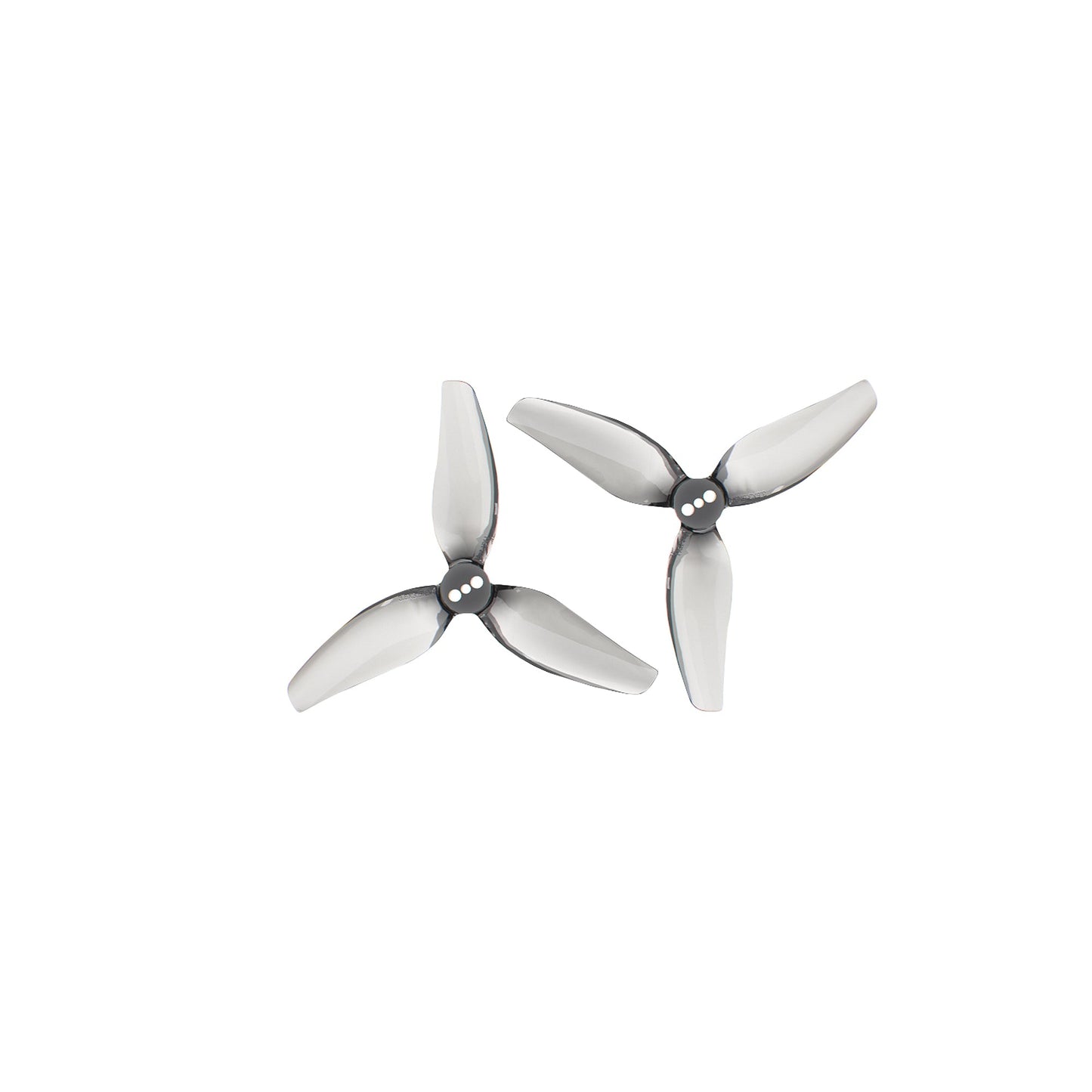 HQProp T3.5x3.5x3 tri-blade propeller pair, gray 3-blade drone props on white background