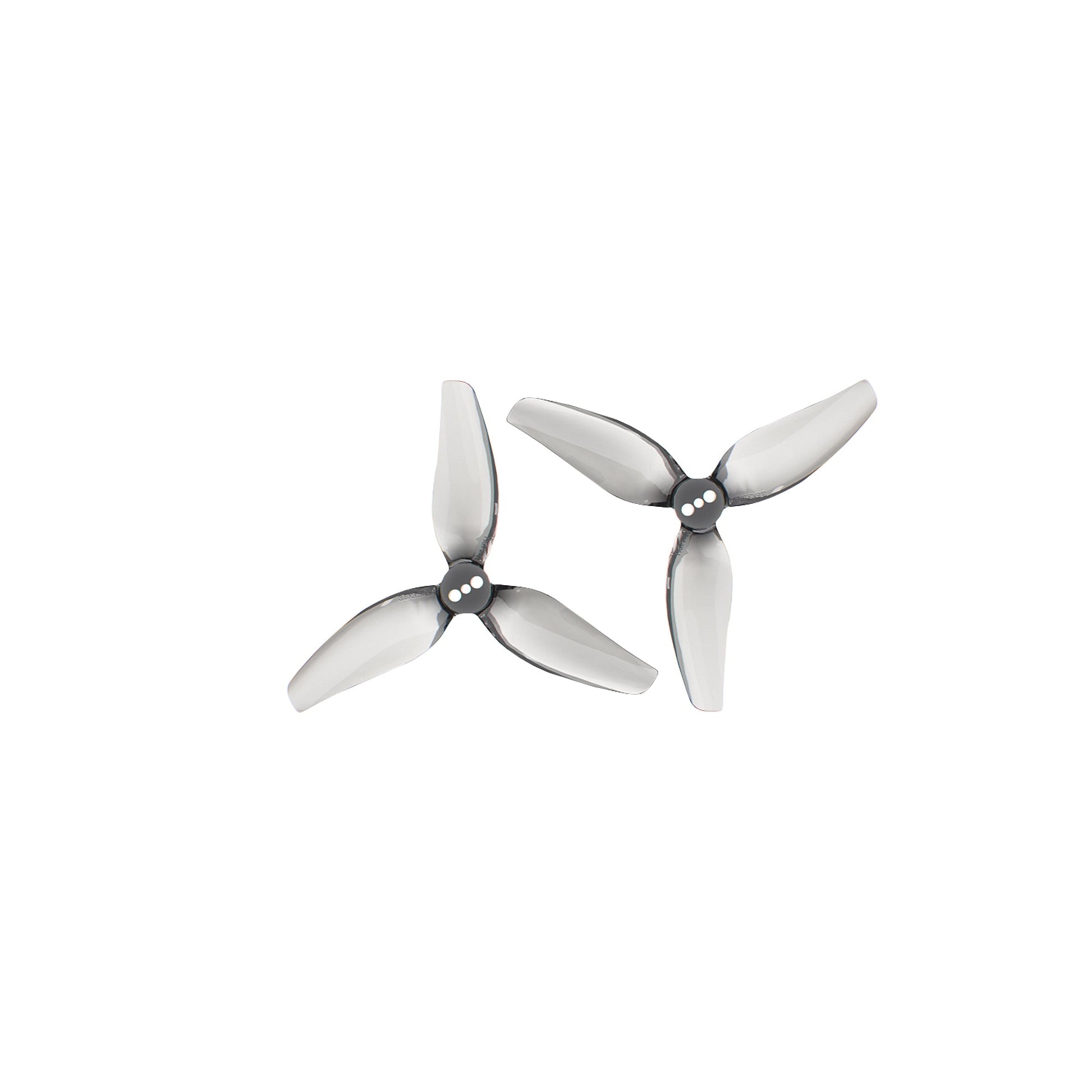 HQProp T3.5x3.5x3 tri-blade propeller pair, gray 3-blade drone props on white background