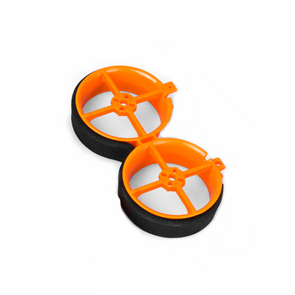 Flywoo CineRace20 double duct FPV drone frame in orange with black foam bumper rings