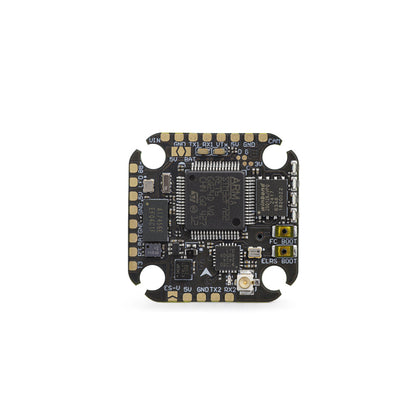 HGLRC SPECTER F722 Lite Flight Controller top view showing solder pads, MCU, and boot buttons
