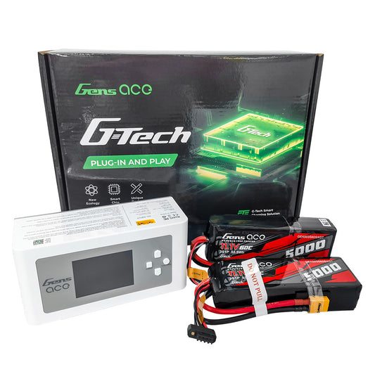 Gens ace G-Tech bundle with iMars D300 charger and two 5000mAh 3S 11.1V 60C LiPo batteries
