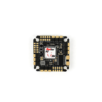 Redfox A3 F722 AIO Flight Controller top-down view showing layout, pads, and mounting holes