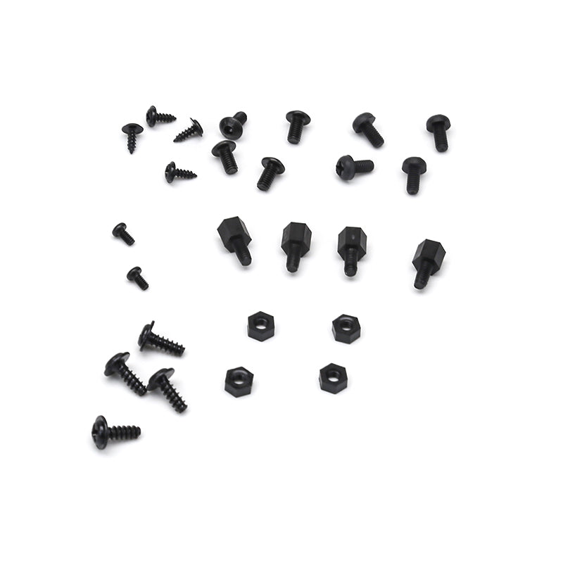 Assorted black screws, standoffs and nuts hardware pack for RC plane assembly