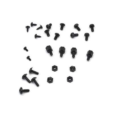 Assorted black screws, standoffs and nuts hardware pack for RC plane assembly