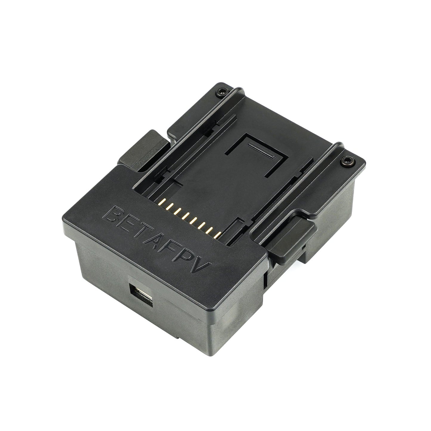 BETAFPV Micro-Nano Module Adapter housing, angled top view with latch rails and contact pins