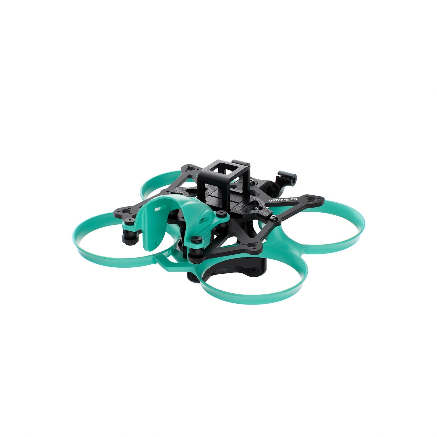 Sub250 DollyFly16 HD O4 Pro frame parts kit, assembled quad frame with teal ducts and camera cage