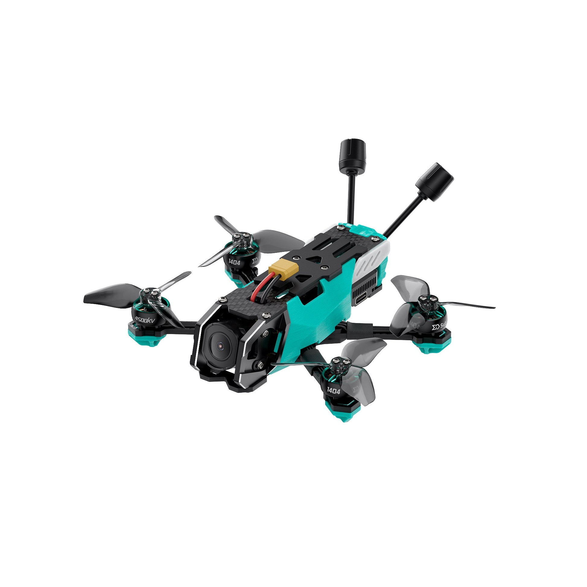 Oasisfly30 3 inch HD freestyle quadcopter with DJI O4 Pro camera, angled front view with dual antennas
