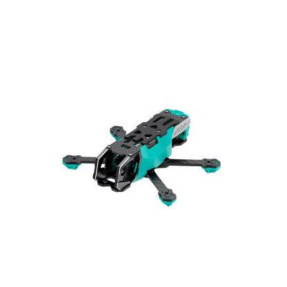 Sub250 OasisFly25 / OasisFly30 O4 Pro Frame Parts assembled frame, angled top view with teal body and carbon arms